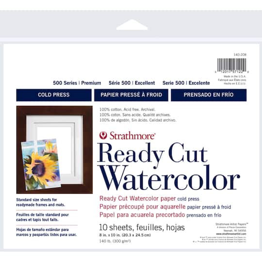 Strathmore; Strathmore® 500 Series Cold Press Ready Cut Watercolor Paper; Category:Paper Pads; Image:1